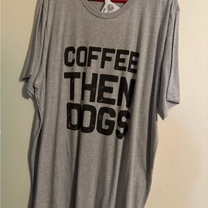 Casual Gray Graphic Tee - Coffee Then Dogs
